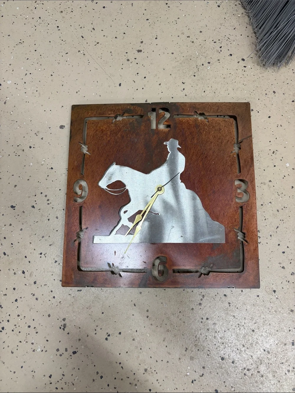 Rustic Cowboy Horse Wall Clock - Brown